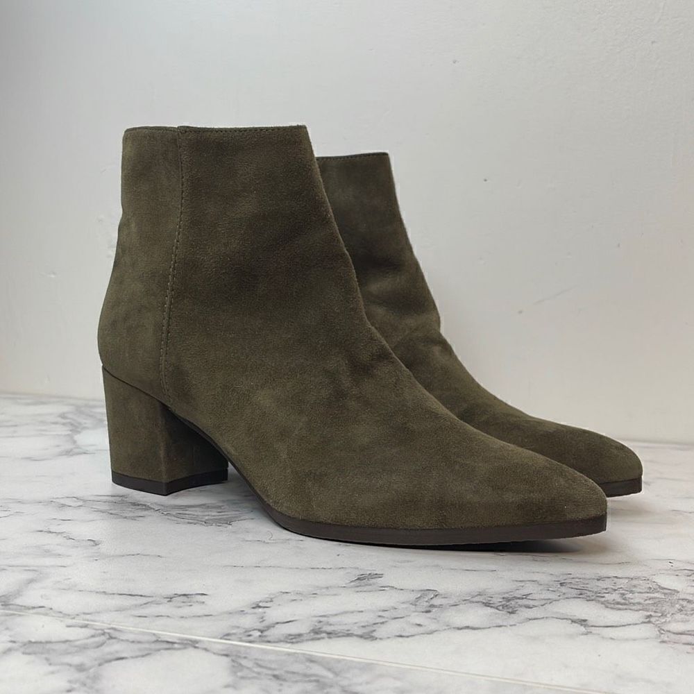 Stuart Weitzman Khaki Green Suede Booties 5